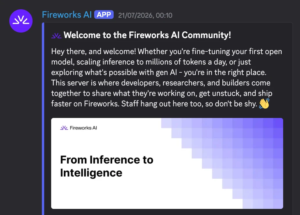 White-labeled agent posting a branded welcome message in Discord